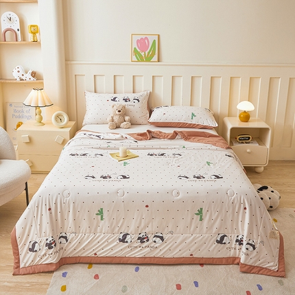 91家纺网 家纺一手货源 找家纺 （总）欢乐季  2025新款A类抗菌双层纱大豆夏凉被空调被夏被四件套