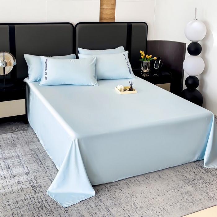 91家纺网 家纺一手货源 找家纺 纽缦家纺 2025新款纯色提花冰丝系列床单单件-单床单 复古蓝