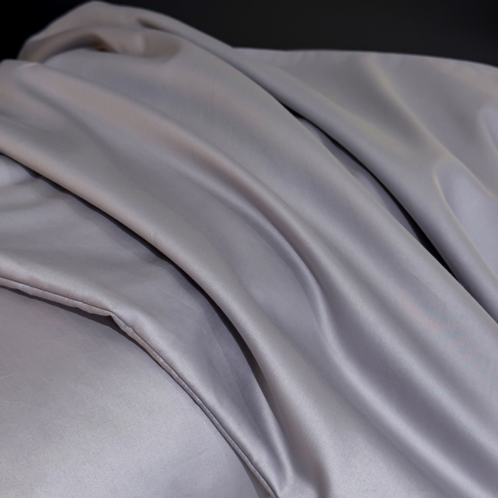 91家纺网 家纺一手货源 找家纺 氧家2025新款60支全棉贡缎纯色四件套 高级灰