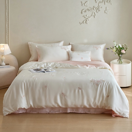 千朵森 2025新款60s奥地利进口兰精天丝四件套-星慕 星慕-冰桃粉