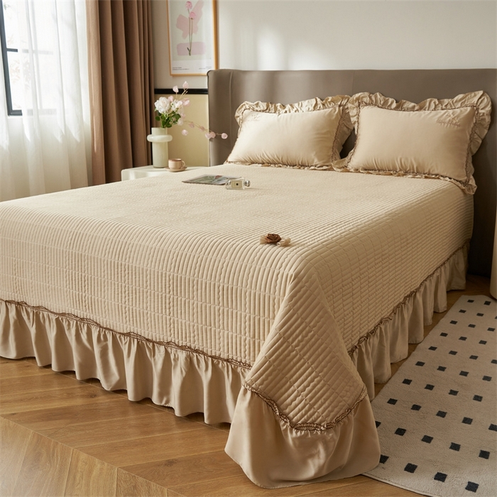 91家纺网 家纺一手货源 找家纺 恒爱家纺  2025新款莫代尔柔情似水多功能夏被床盖四件套			 			 梦幻金