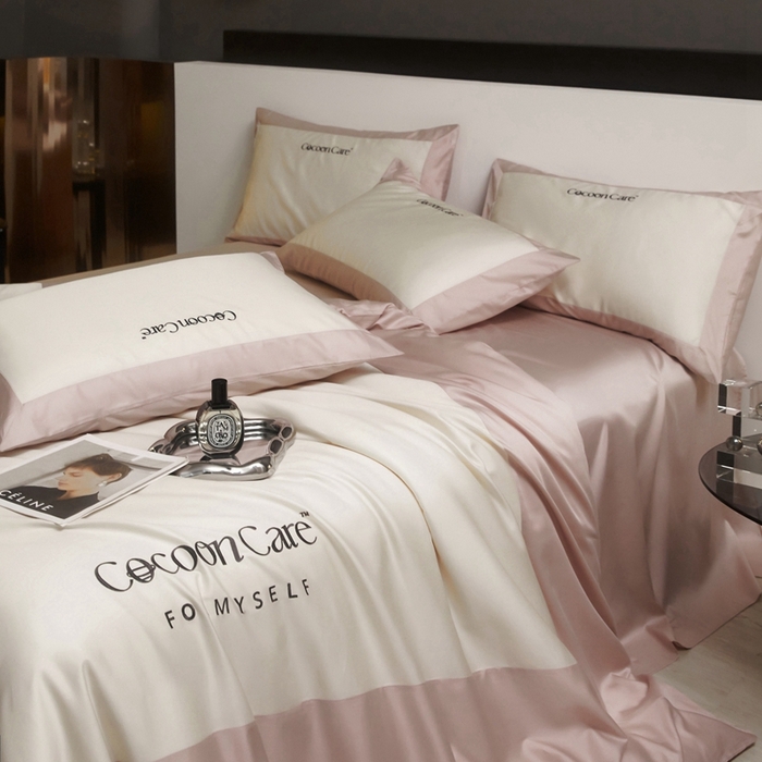 91家纺网 家纺一手货源 找家纺 金奇达2025新款【洛伊】-茧养莱赛尔四件套（标准号全网控价（折后券后）不低于258元） 洛伊-奶昔粉