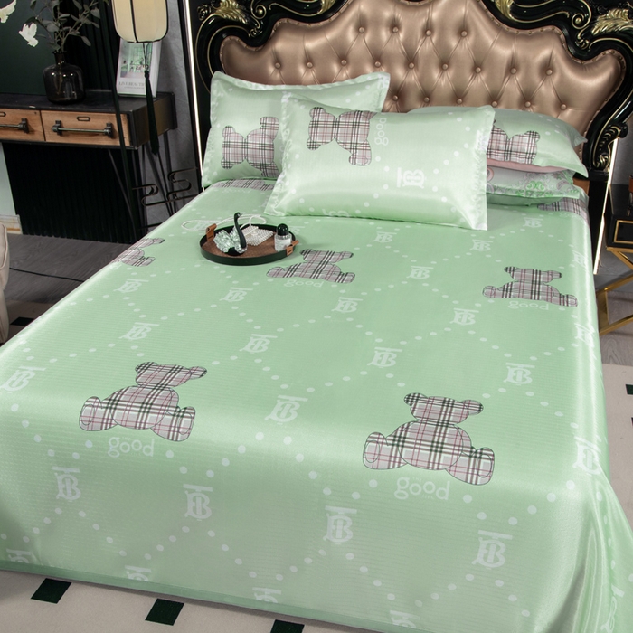 91家纺网 家纺一手货源 找家纺 肖恩毯业 2025新款印花斜纹冰丝席三件套 薄荷清晨