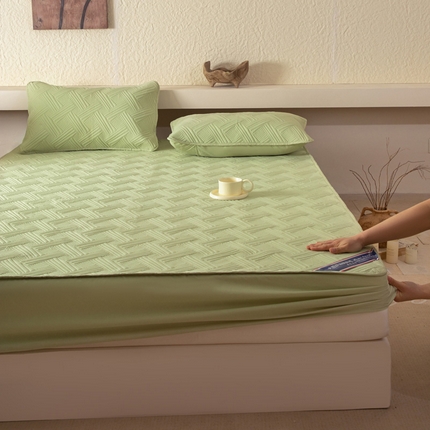 91家纺网 家纺一手货源 找家纺 莱登卡奴 2025新款A类原棉磨毛大豆夹棉床笠云纹系列 云纹-果绿