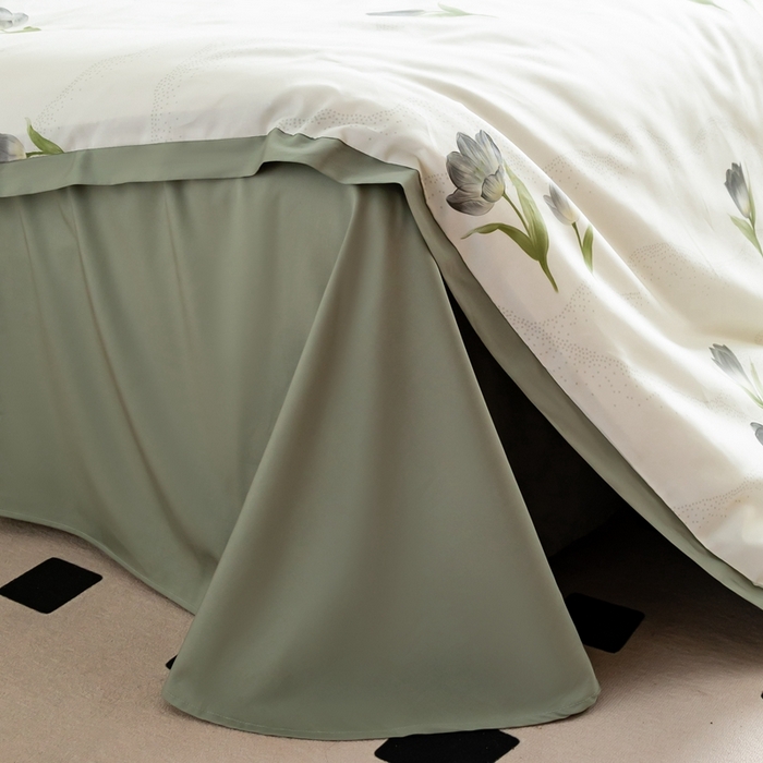 91家纺网 家纺一手货源 找家纺 金奇达2025新款【曼妙庄园】-轻氧水光天丝棉四件套（标准号全网控价（折后券后）不低于268） 玫瑰花语-森绿