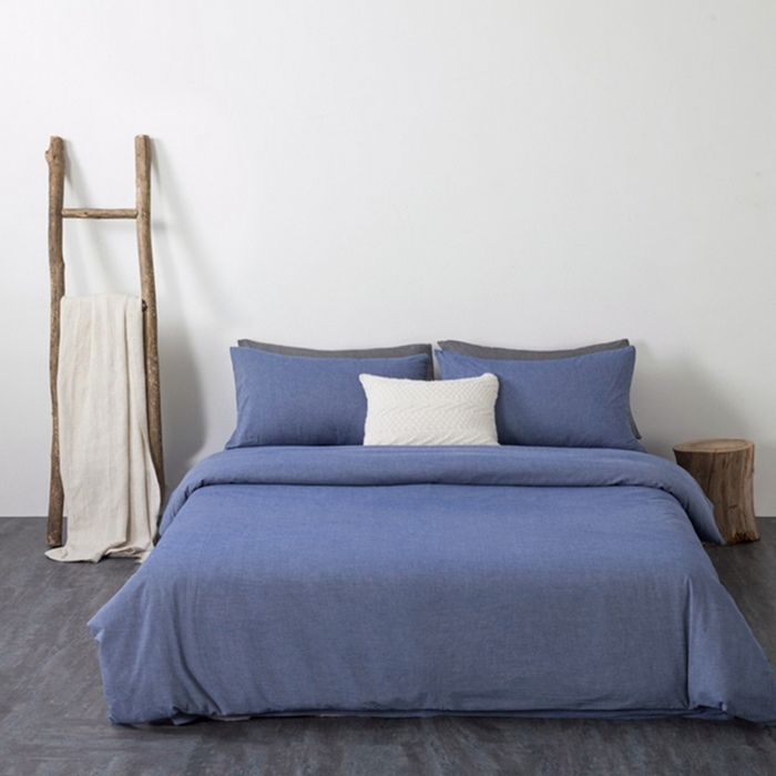 91家纺网 家纺一手货源 找家纺 玖弘家居 2025新款水洗棉单被套 牛仔蓝
