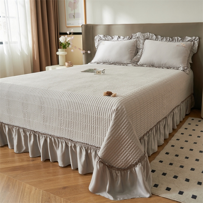 91家纺网 家纺一手货源 找家纺 恒爱家纺  2025新款莫代尔柔情似水多功能夏被床盖四件套			 			 绅士灰