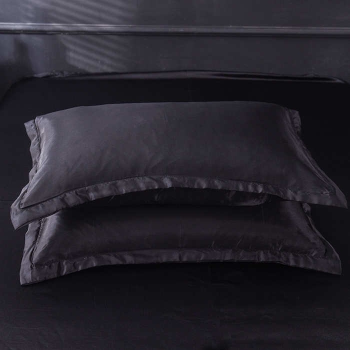 91家纺网 家纺一手货源 找家纺 经年  2025年特价款丝绸水洗冰丝四件套-单枕套 直播爆款 黑色