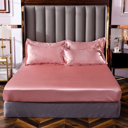 经年 2025年特价款丝绸水洗冰丝四件套-单床笠 直播爆款 胭脂粉