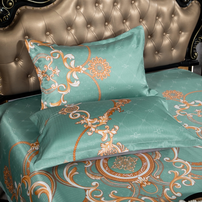 91家纺网 家纺一手货源 找家纺 肖恩毯业 2025新款印花斜纹冰丝席三件套 檐下听雨