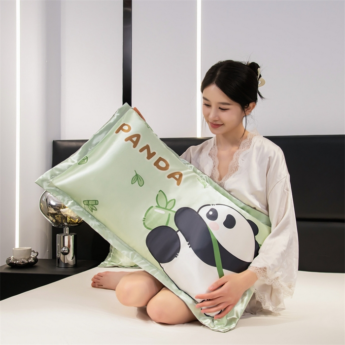 91家纺网 家纺一手货源 找家纺 （总）梦舒羽 2025新款可水洗冰丝卡通枕套宿舍48x74cm单人凉爽枕头套