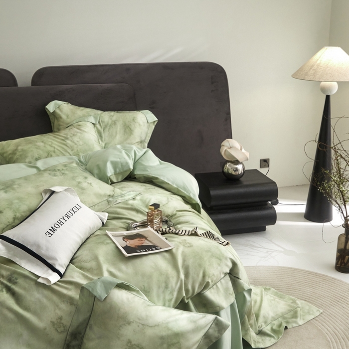 91家纺网 家纺一手货源 找家纺 金奇达2025新款【盛夏流年】-茧养莱赛尔四件套（标准号全网控价（折后券后）不低于258元） 墨尔本-飘飘绿