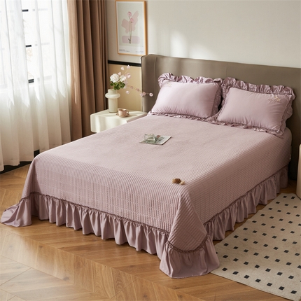 恒爱家纺  2025新款莫代尔柔情似水多功能夏被床盖四件套			 			 香芋紫