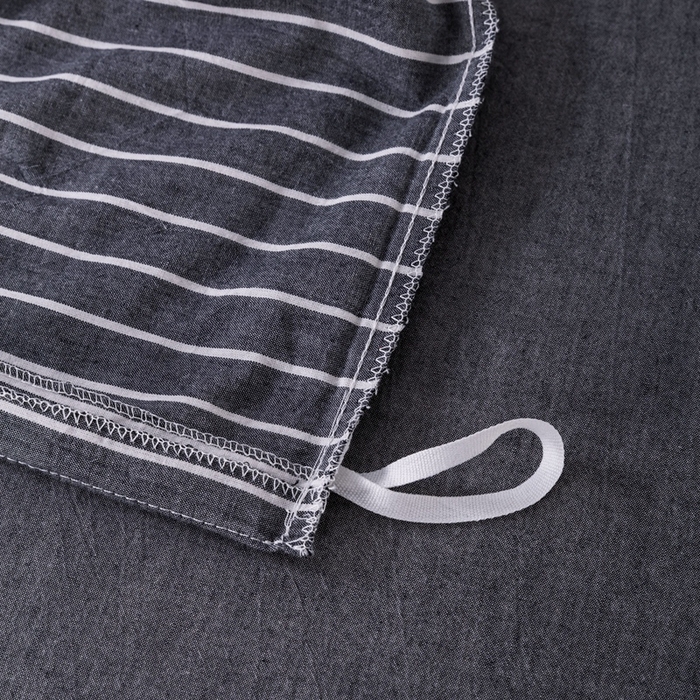 91家纺网 家纺一手货源 找家纺 玖弘家居 2025新款水洗棉单被套 黑细条