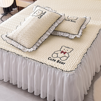 炫拼家纺 2025新款coco熊床裙款乳胶凉席 coco熊-玉石白