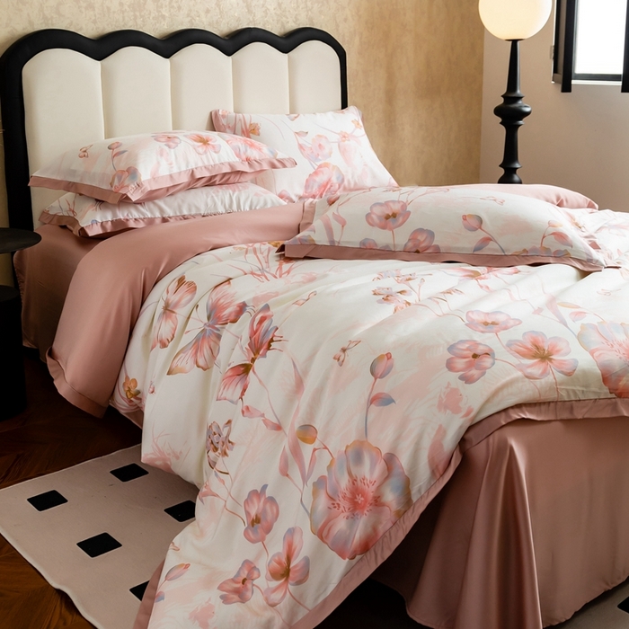 91家纺网 家纺一手货源 找家纺 金奇达2025新款【曼妙庄园】-轻氧水光天丝棉四件套（标准号全网控价（折后券后）不低于268） 忆蝶