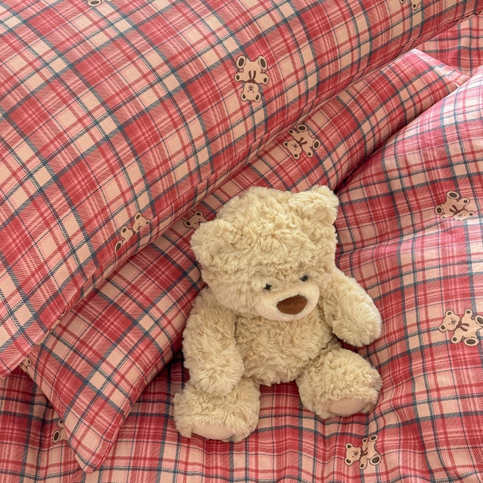 91家纺网 家纺一手货源 找家纺 塞纳 2026新款.全棉有氧双层纱四件套-场景二-禧可-红