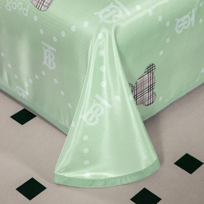 91家纺网 家纺一手货源 找家纺 肖恩毯业 2025新款印花斜纹冰丝席三件套 薄荷清晨