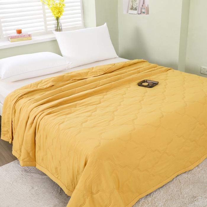 91家纺网 家纺一手货源 找家纺 太阳树家纺 2025水洗棉夏被夏凉被空调被超声波压花礼品直播供应链引流爆款 黄色