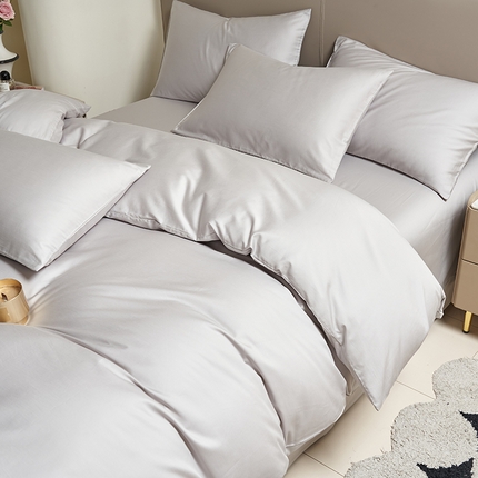 91家纺网 家纺一手货源 找家纺 （总）闲鱼家纺 2025新款亲肤舒适60S黑标A类全棉纯色四件套单被套单床笠-风格一