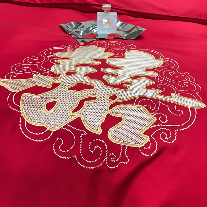 91家纺网 家纺一手货源 找家纺 甜咪咪婚庆 2025新款纯棉全棉面料刺绣结婚 婚庆 四件套 多件套  小红书推荐热款 大喜之日