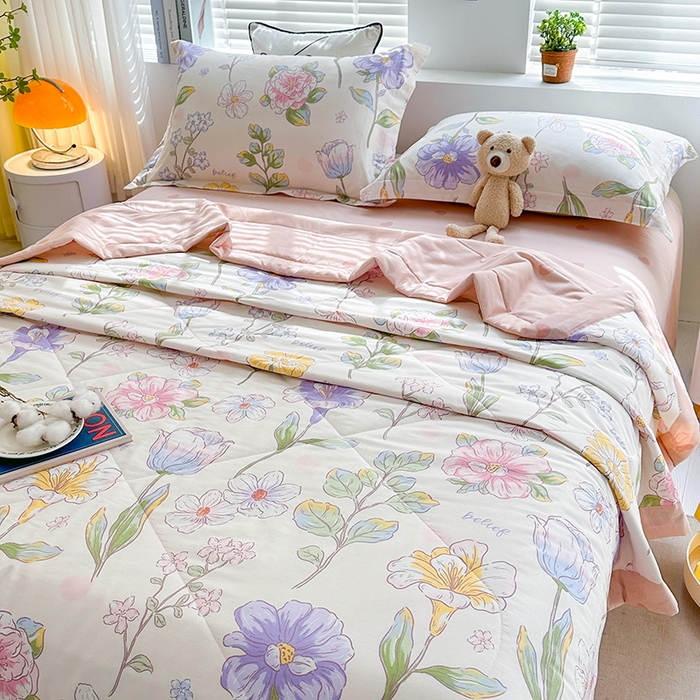 91家纺网 家纺一手货源 找家纺 欧夏家纺 2025新款里外全棉印花夏被100%新疆棉花 彩云涧