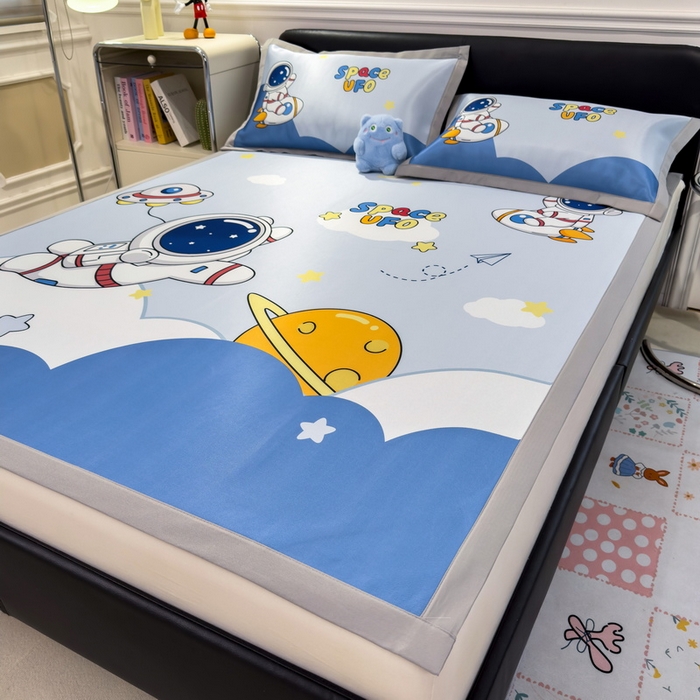 91家纺网 家纺一手货源 找家纺 （总）丝羽坊 2025新款大版印花冰丝凉席冰丝席碳光冰丝凉席-平铺款