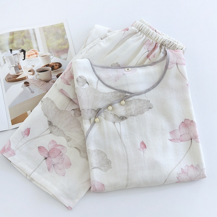 91家纺网 家纺一手货源 找家纺 洛兰沙家居馆【只代发】【只代发】 2025新款国风竹纤维鸟语花香春夏女睡衣大码长袖长裤自带凉感休闲套装 ls1310