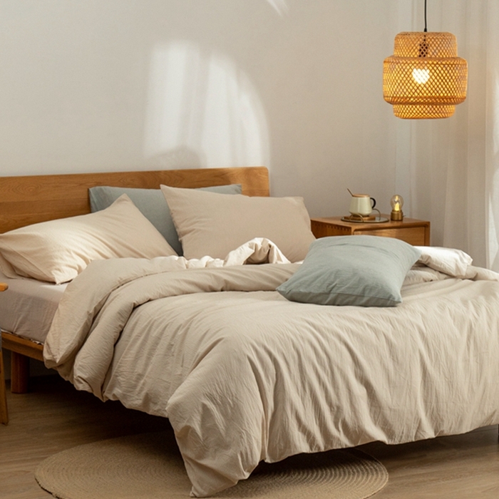 91家纺网 家纺一手货源 找家纺 玖弘家居 2025新款水洗棉单被套 米密条