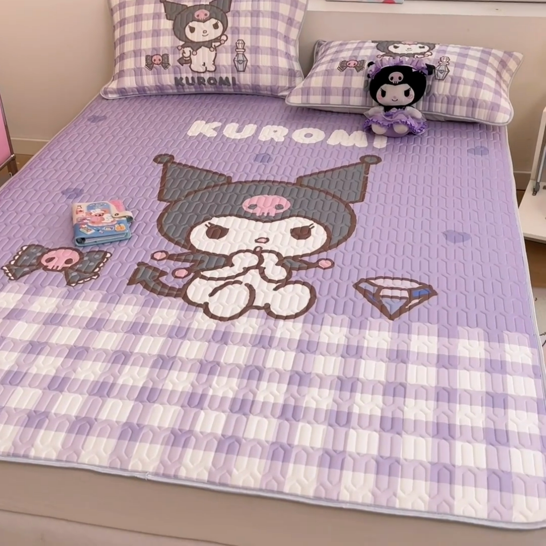 91家纺网 家纺一手货源 找家纺 金爱家 2025新款正版三丽鸥凉感乳胶凉席 钻石库洛米