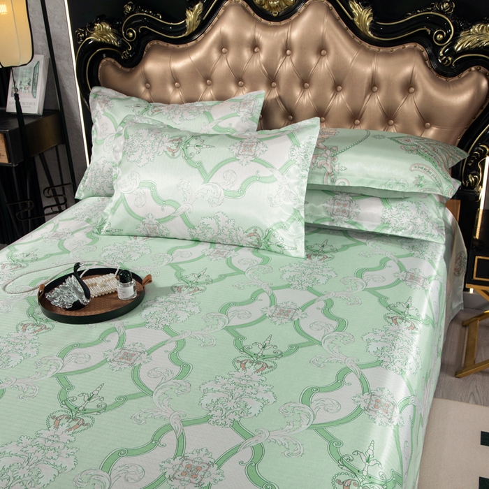 91家纺网 家纺一手货源 找家纺 肖恩毯业 2025新款印花斜纹冰丝席三件套 浅草未央