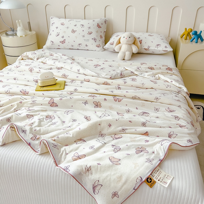 91家纺网 家纺一手货源 找家纺 2025新款A类小清新针织棉夏凉被 小芙贝拉