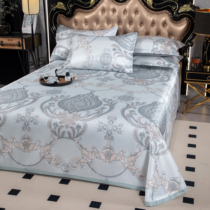 91家纺网 家纺一手货源 找家纺 （总）肖恩毯业 2025新款印花斜纹冰丝席三件套