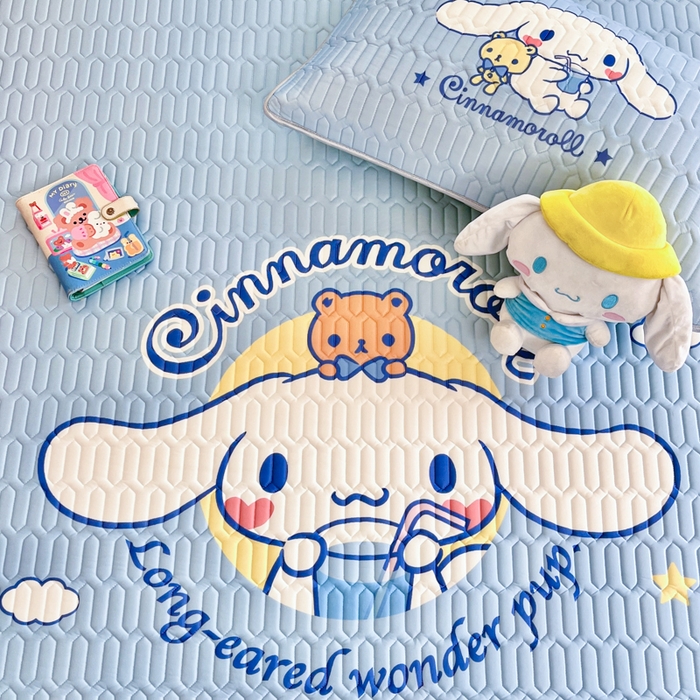 91家纺网 家纺一手货源 找家纺 金爱家 2025新款正版三丽鸥凉感乳胶凉席 汽水玉桂狗