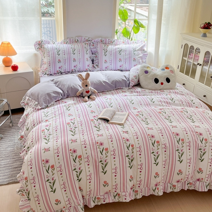 91家纺网 家纺一手货源 找家纺 雨帆家纺2025新款水洗棉印花四件套 繁华似锦