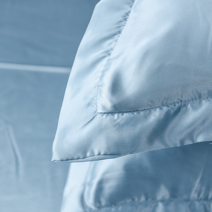 91家纺网 家纺一手货源 找家纺 经年  2025年特价款丝绸水洗冰丝四件套-单枕套 直播爆款 浅蓝