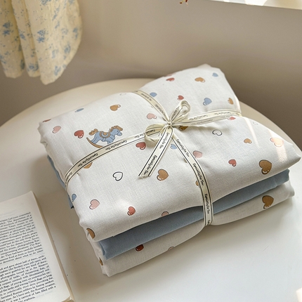 91家纺网 家纺一手货源 找家纺 2025新款全棉有氧双层纱四件套-卡通系列 梦幻木马