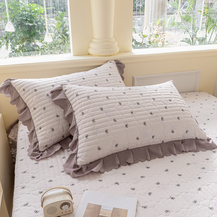 91家纺网 家纺一手货源 找家纺 珍爱家纺 2025新款A类针织棉双层纱夹棉床盖床裙花边单件三件四件套米亚