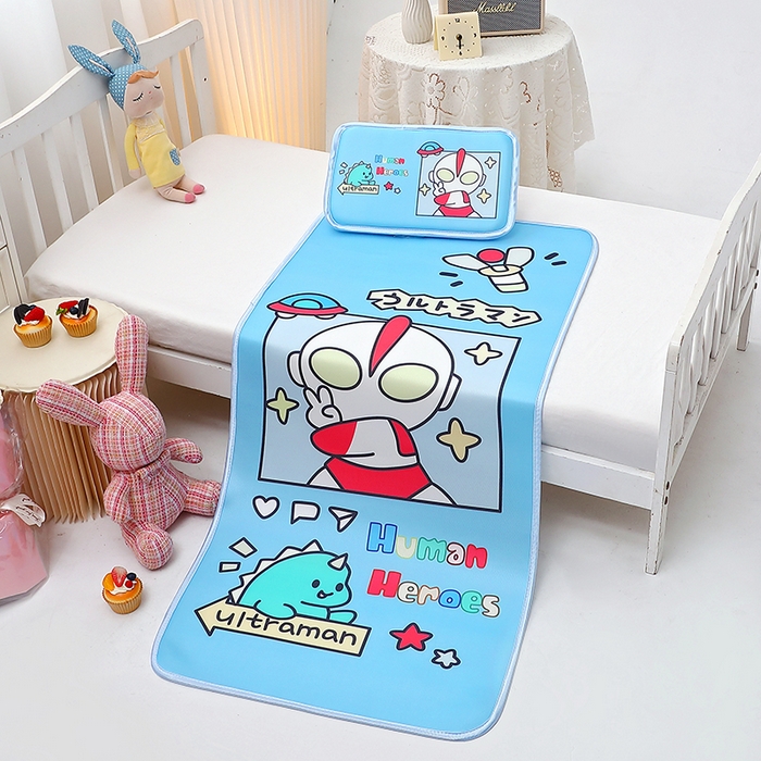 91家纺网 家纺一手货源 找家纺 八零年代 2025新品云柔牛奶丝儿童凉席套件凹凸曼