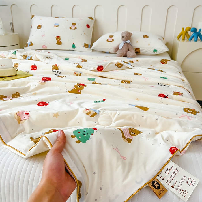 91家纺网 家纺一手货源 找家纺 2025新款A类小清新针织棉夏凉被 欢乐派对