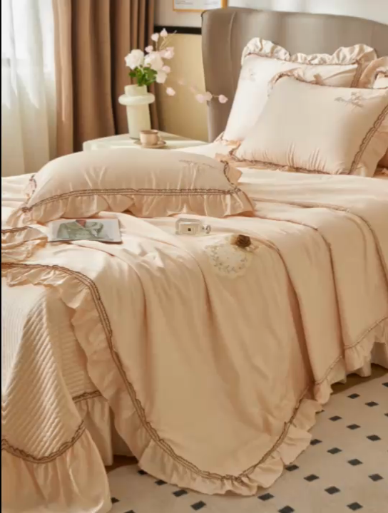 91家纺网 家纺一手货源 找家纺 恒爱家纺  2025新款莫代尔柔情似水多功能夏被床盖四件套			 			 美人玉