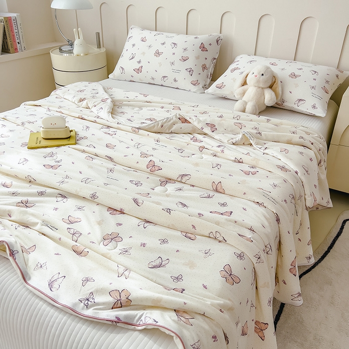 91家纺网 家纺一手货源 找家纺 2025新款A类小清新针织棉夏凉被 小芙贝拉