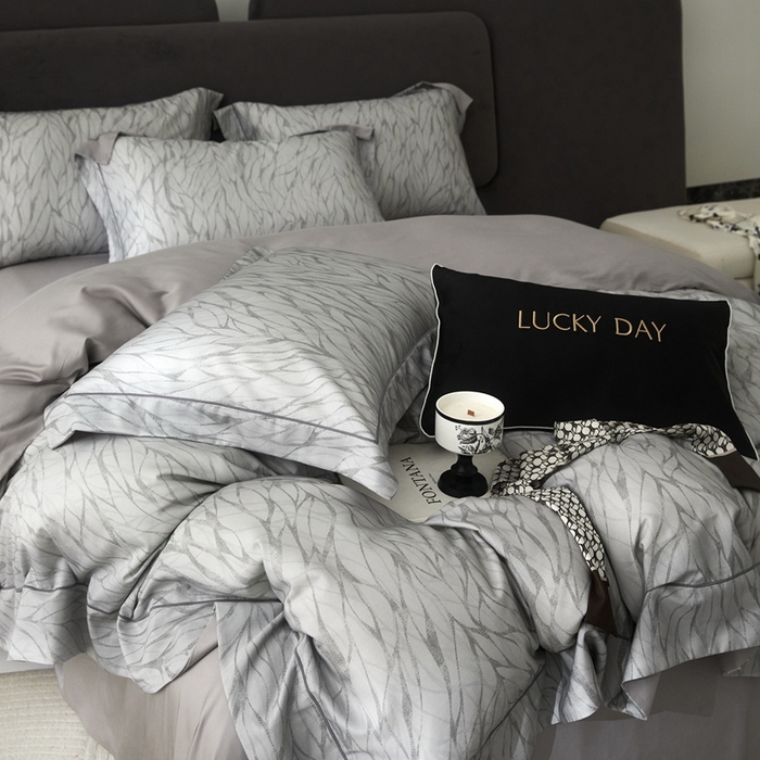 91家纺网 家纺一手货源 找家纺 金奇达2025新款【盛夏流年】-茧养莱赛尔四件套（标准号全网控价（折后券后）不低于258元） 梵高-洛根灰