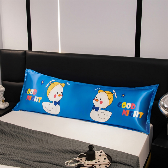 91家纺网 家纺一手货源 找家纺 梦舒羽 2025新款可水洗冰丝双人枕套凉爽情侣枕头套枕芯套 萌小鸭