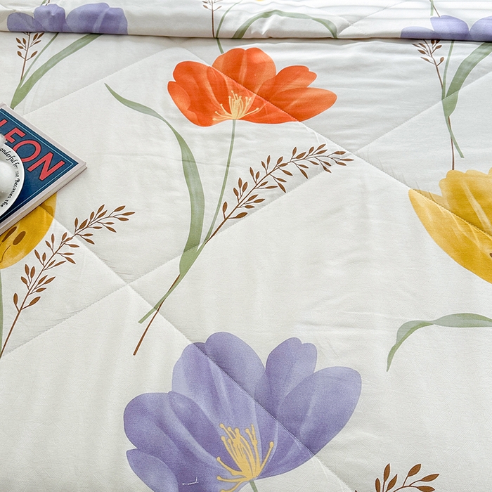 91家纺网 家纺一手货源 找家纺 欧夏家纺 2025新款里外全棉印花夏被100%新疆棉花 阑珊