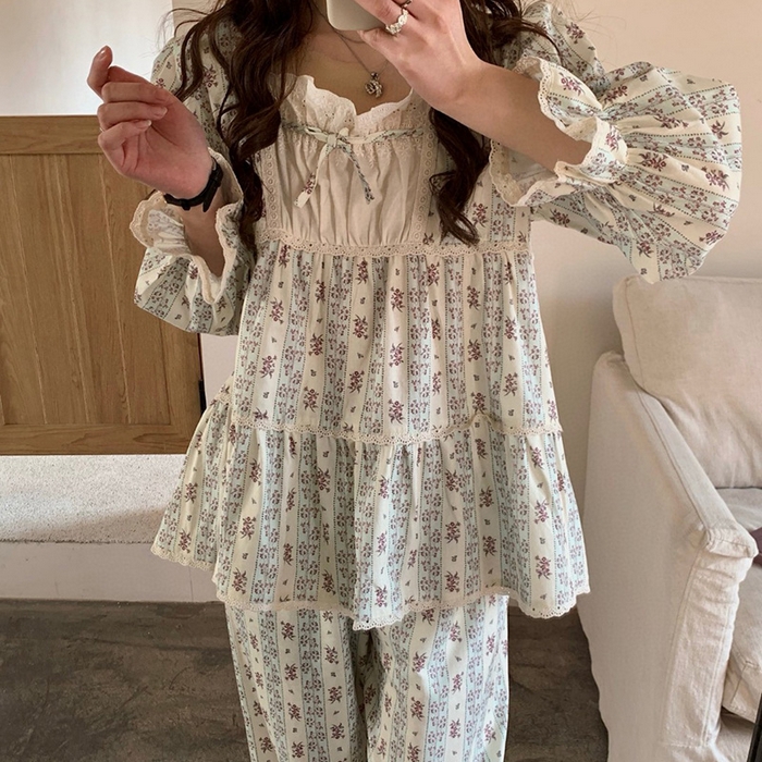 91家纺网 家纺一手货源 找家纺 （总）妍景家居生活馆 2025新款韩系25020蕾丝碎花套装