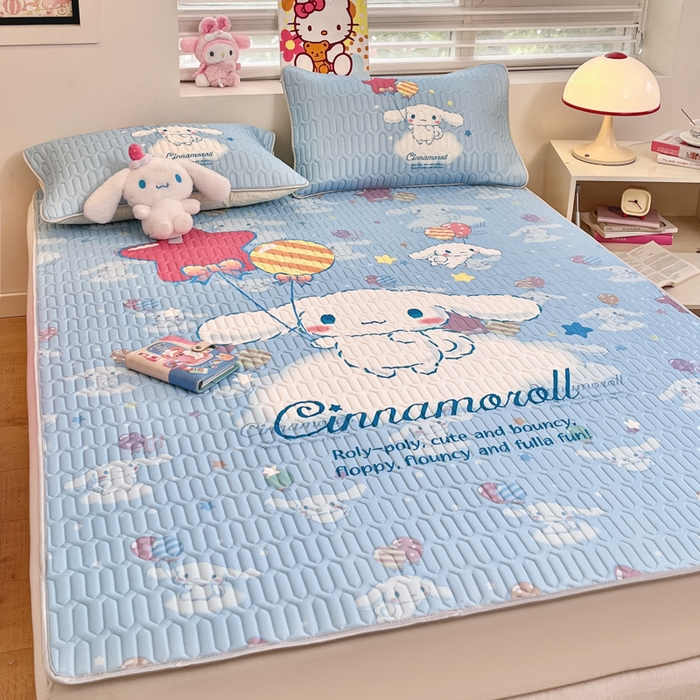 91家纺网 家纺一手货源 找家纺 金爱家 2025新款正版三丽鸥凉感乳胶凉席 气球玉桂狗