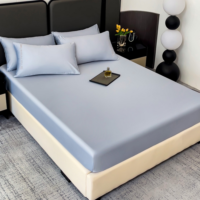 91家纺网 家纺一手货源 找家纺 纽缦家纺 2025新款纯色提花冰丝系列床笠单件-单床笠 星空灰