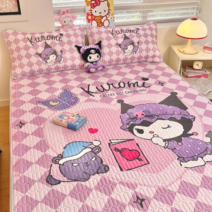 91家纺网 家纺一手货源 找家纺 金爱家 2025新款正版三丽鸥凉感乳胶凉席 晚安库洛米