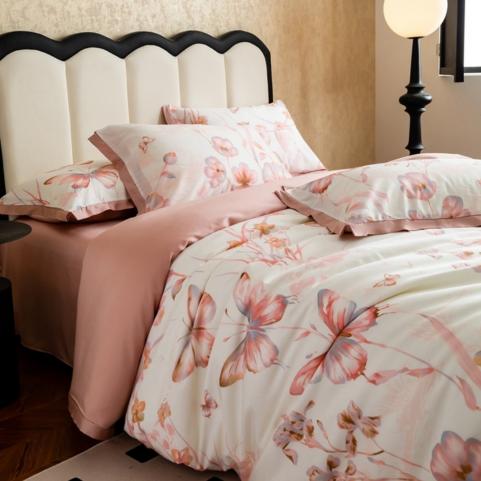 91家纺网 家纺一手货源 找家纺 金奇达2025新款【曼妙庄园】-轻氧水光天丝棉四件套（标准号全网控价（折后券后）不低于268） 忆蝶